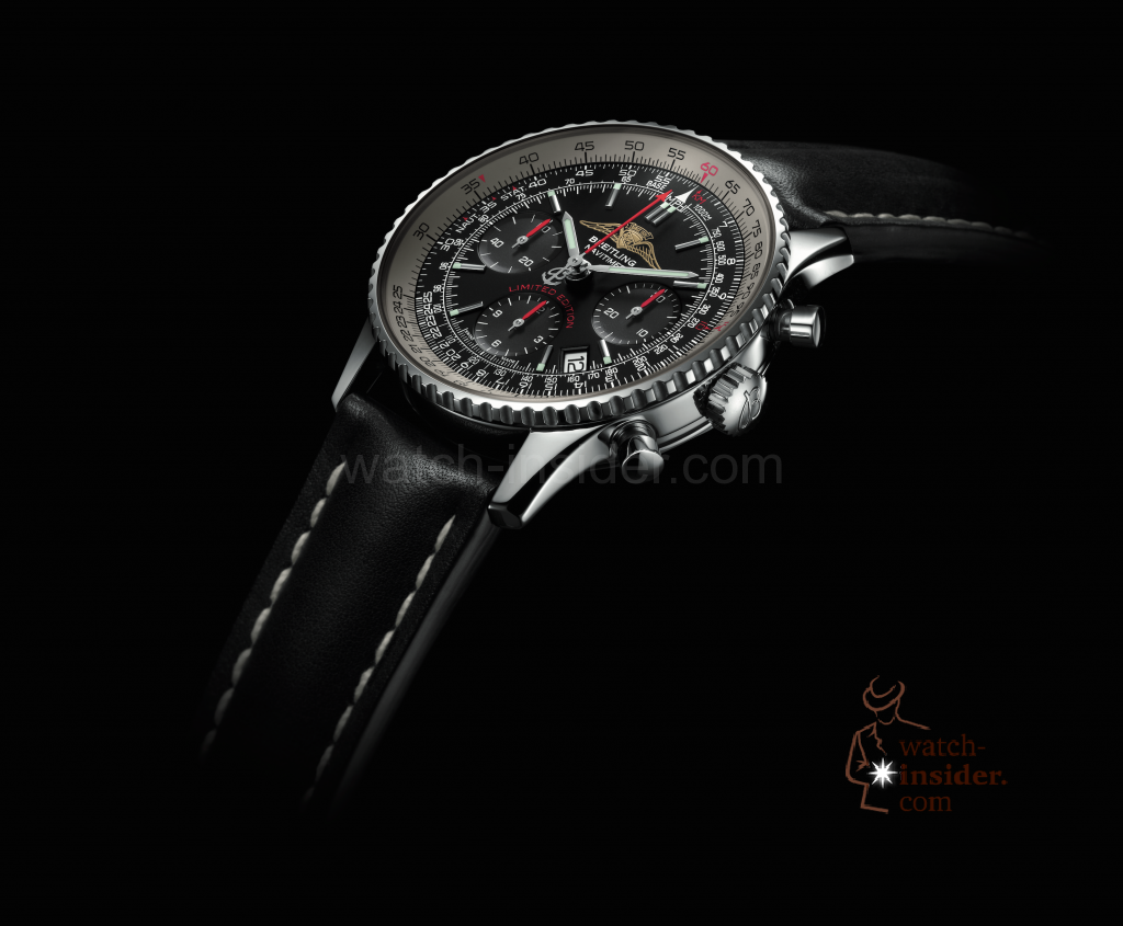 2015 latest replica Breitling Navitimer AOPA, a reinterpretation of the historical model and a 500-piece limited series, also bears the logo with its small curved wings on its black dial, as well as on its engraved case back.